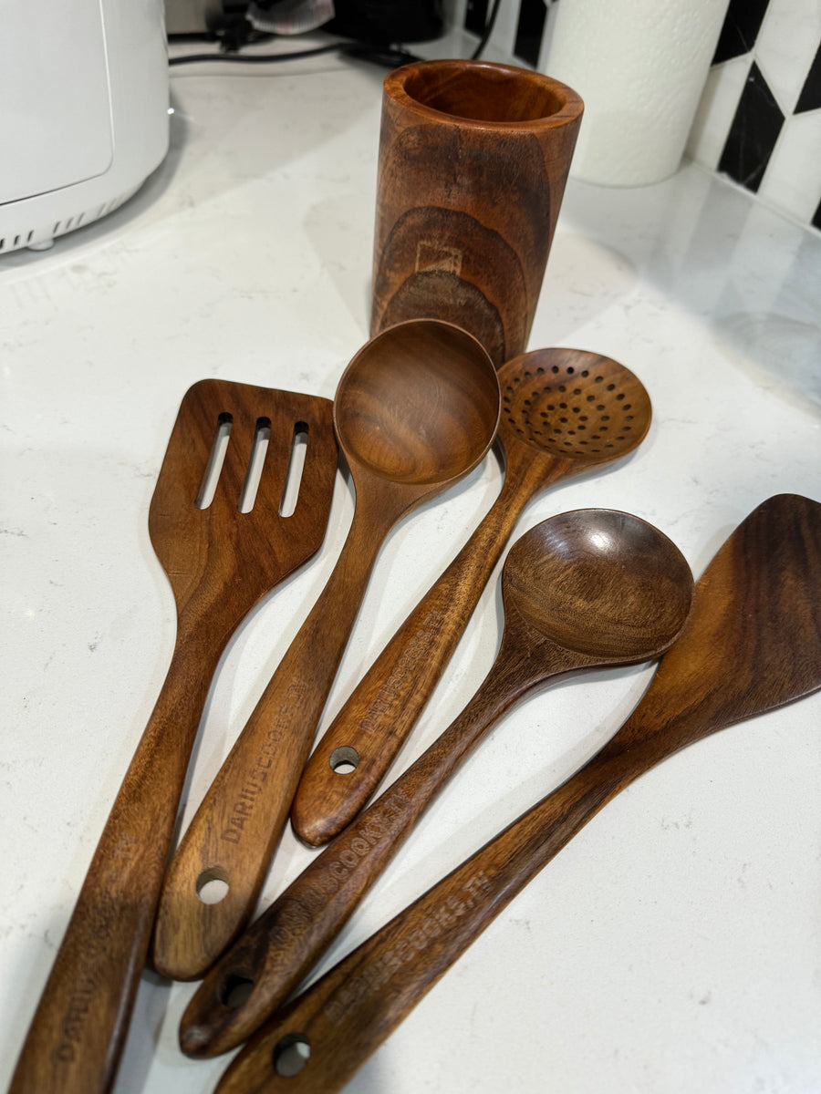 6-Piece Mahogany Utensil Set – DariusCooks